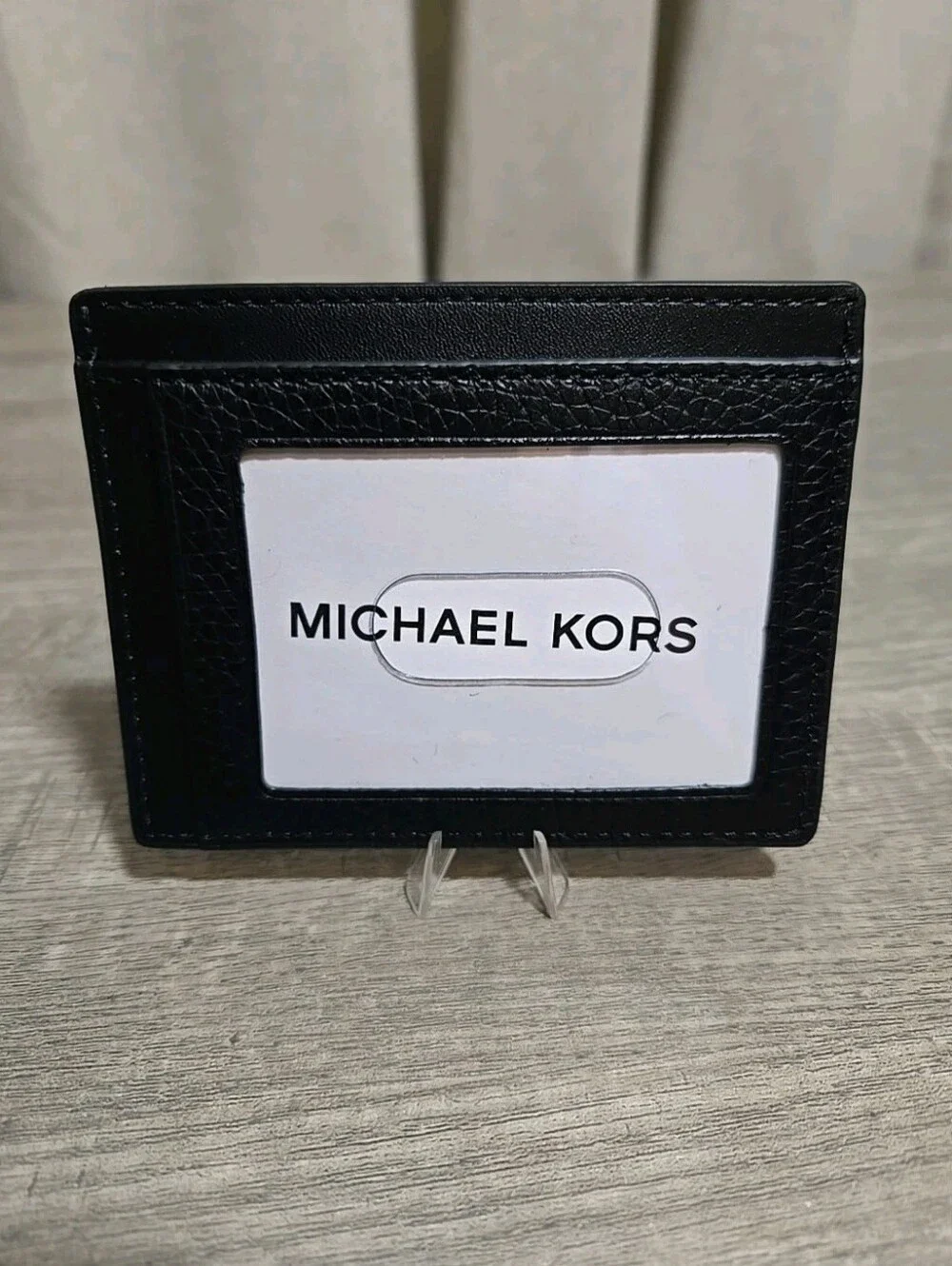 Michael Kors Mens Cooper Pebbled Leather Tall Card Case Black Wallet